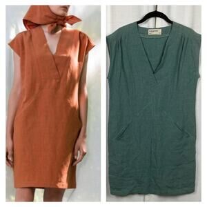 Eve Gravel Teal Green Line Byblos Sleeveless Shift Dress Sz.XS